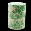 Autour Du Thé|Compagnie & Co Boite à thé illustrée Toile de Jouy Verte