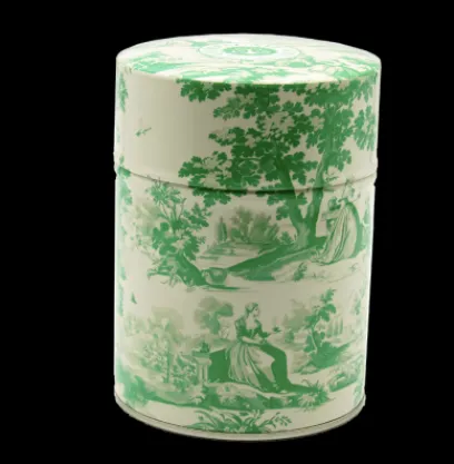 Autour Du Thé|Compagnie & Co Boite à thé illustrée Toile de Jouy Verte